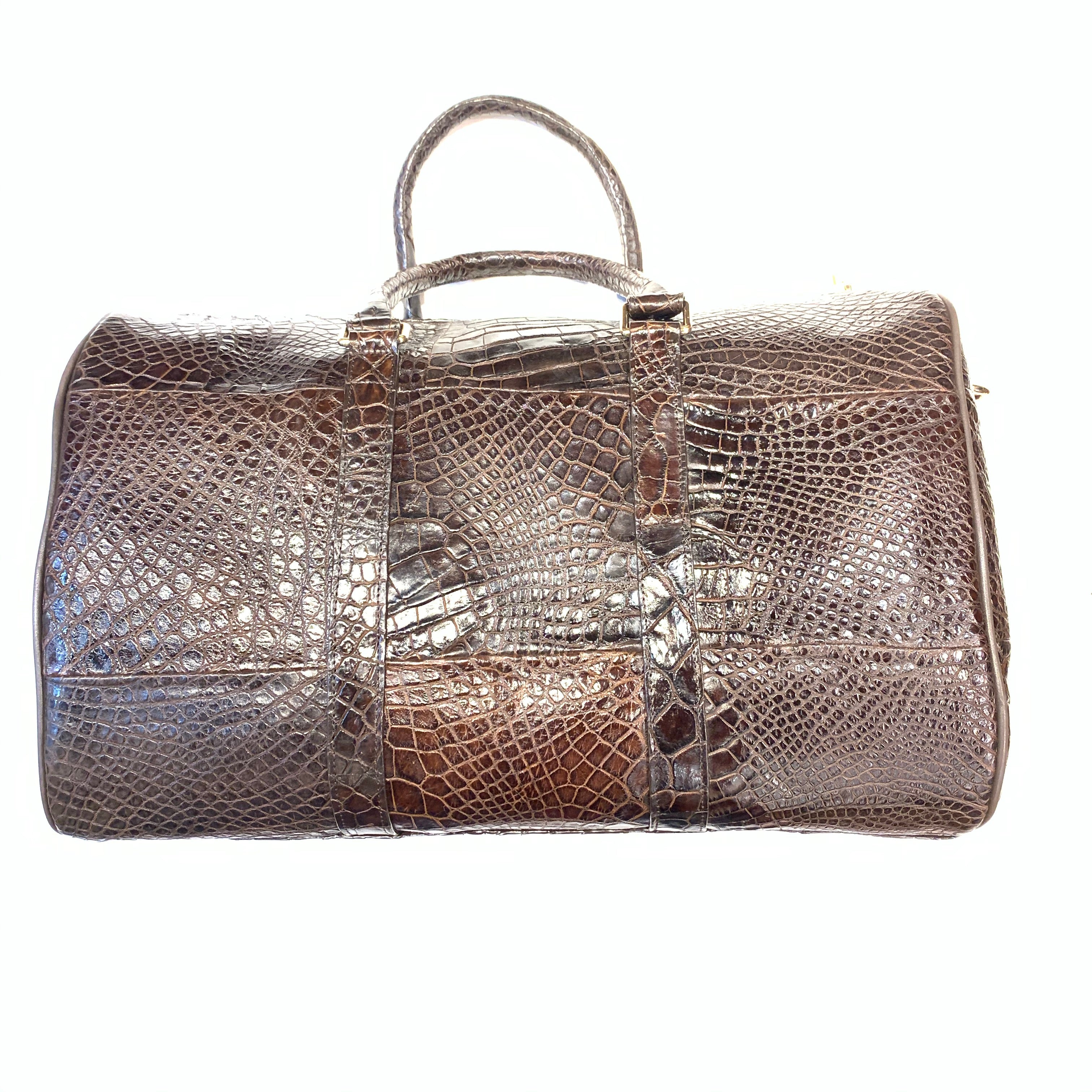 Kashani Brown Full Alligator Body Duffle Bag - Dudes Boutique