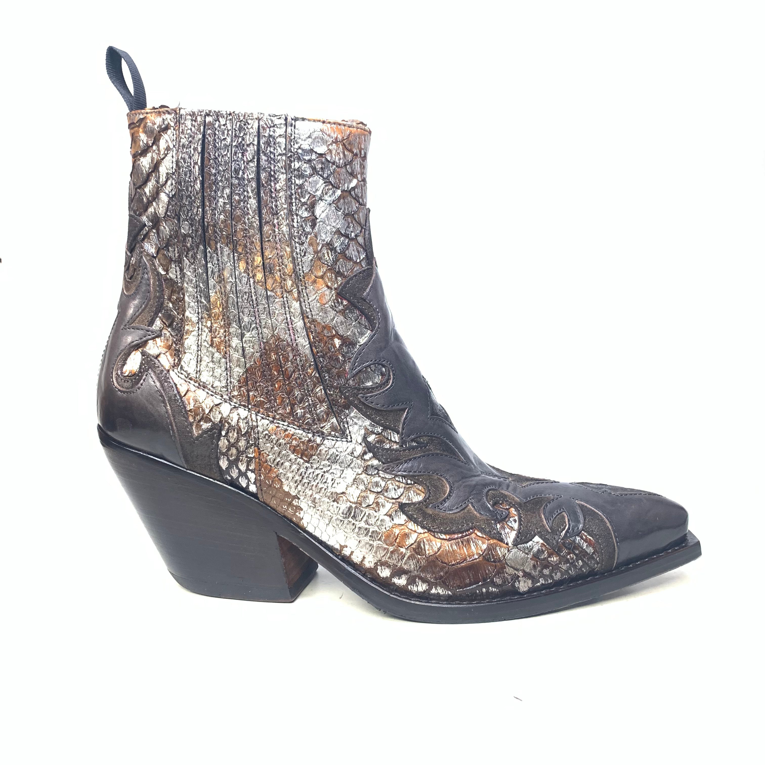 Jo Ghost Ladies Chrome Python Ankle Boots - Dudes Boutique