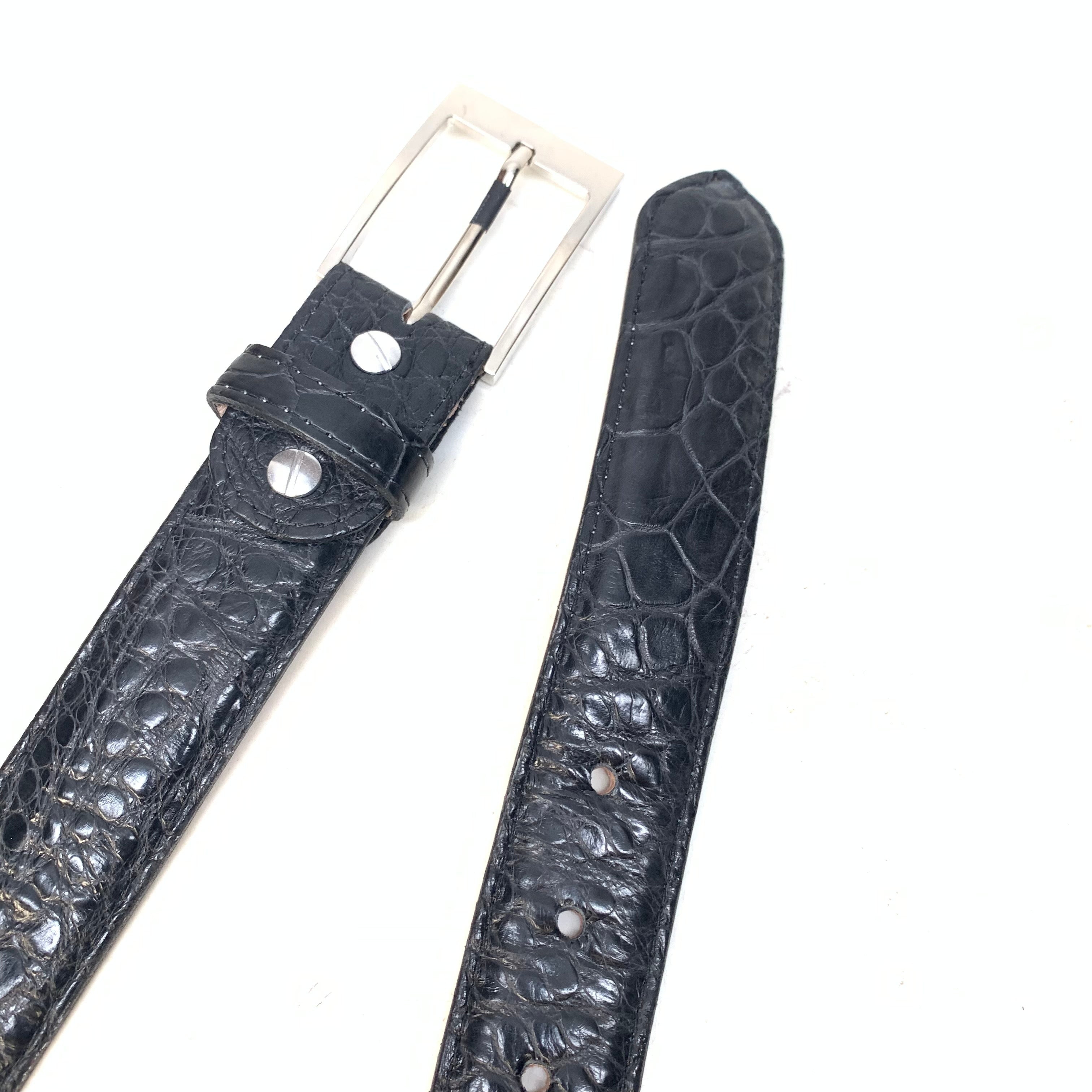 Kashani Black Alligator Body Belt - Dudes Boutique