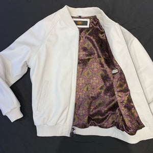 Kashani White Lambskin MA-1 Bomber Jacket - Dudes Boutique