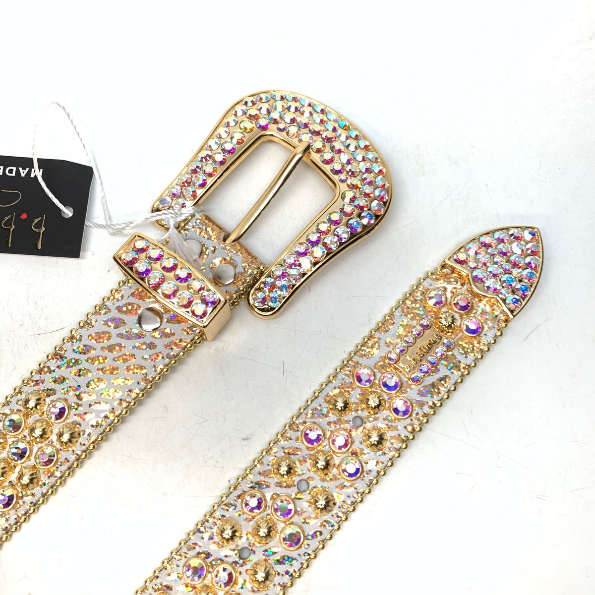 b.b. Simon Golden Scale Fully Loaded Crystal Belt - Dudes Boutique