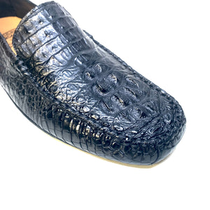 Calzoleria Toscana Black Hornback Crocodile Loafers - Dudes Boutique