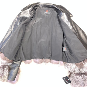 Volare Silver Fox Fur Biker Jacket - Dudes Boutique