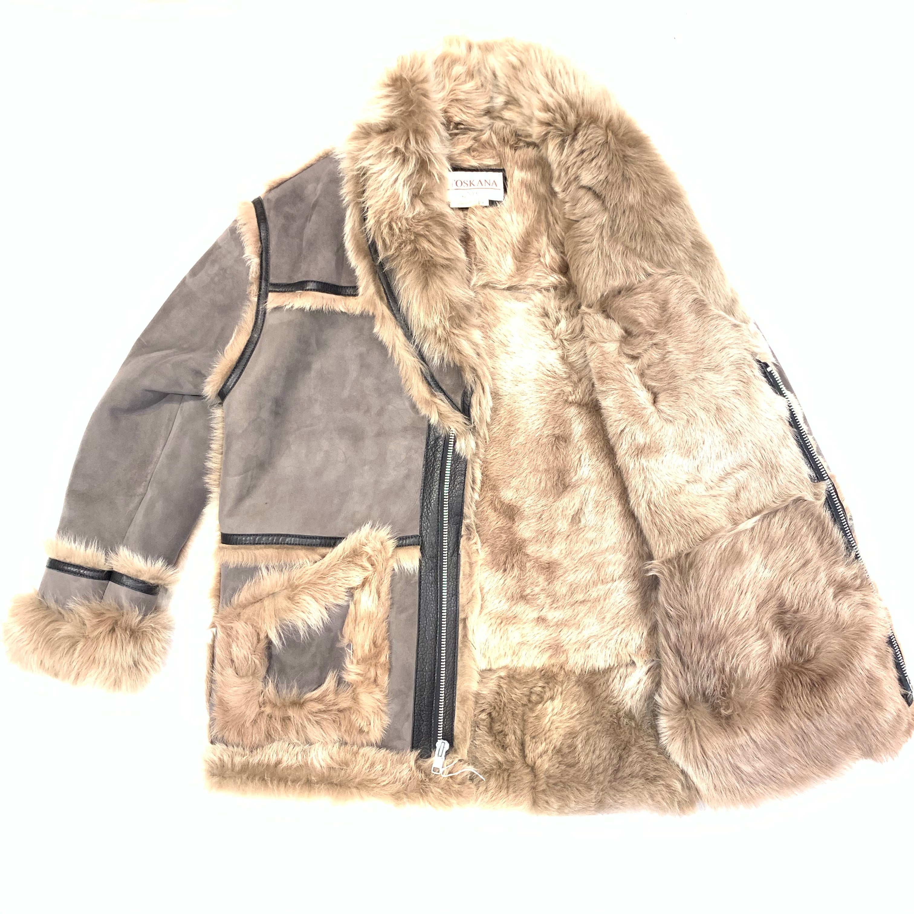 Kashani Men's Tan 3/4 Fox Hooded Shearling Coat - Dudes Boutique