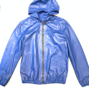 Barya NewYork Royal Blue Reversible Lambskin Hoodie Jacket - Dudes Boutique