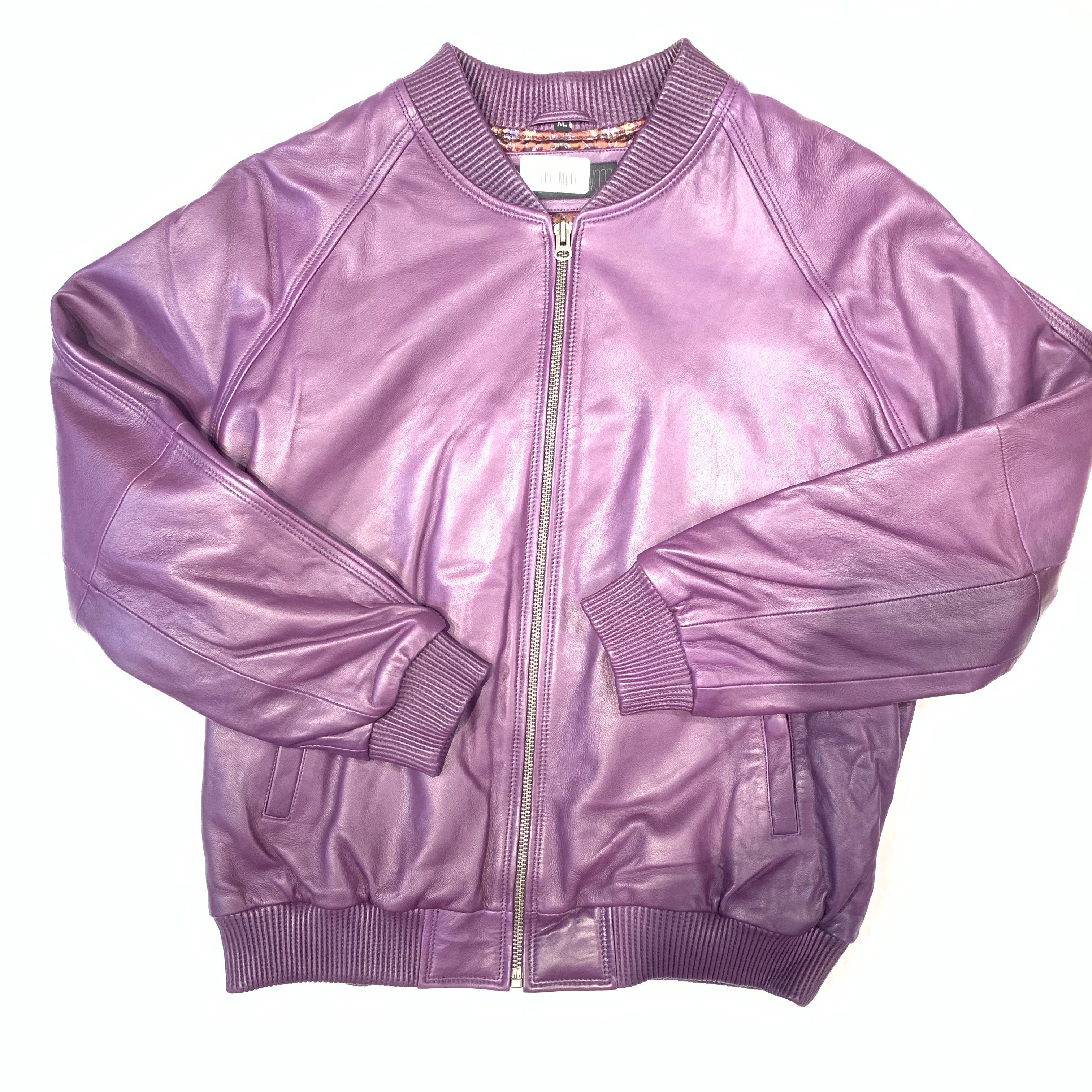 Kashani Purple Lambskin MA-1 Bomber Jacket - Dudes Boutique