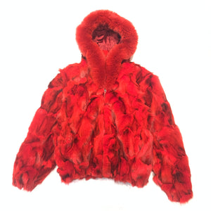 Kashani Women's Red Fox Fur Hooded Coat - Dudes Boutique