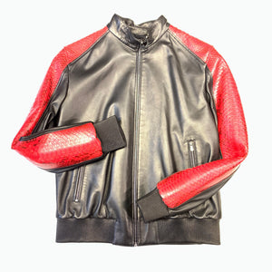 Kashani Black Red Python MA-1 Bomber Jacket - Dudes Boutique