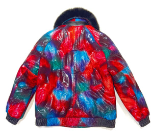 Barya NewYork Multi-Color Quilted Fox Collar Bomber Jacket - Dudes Boutique