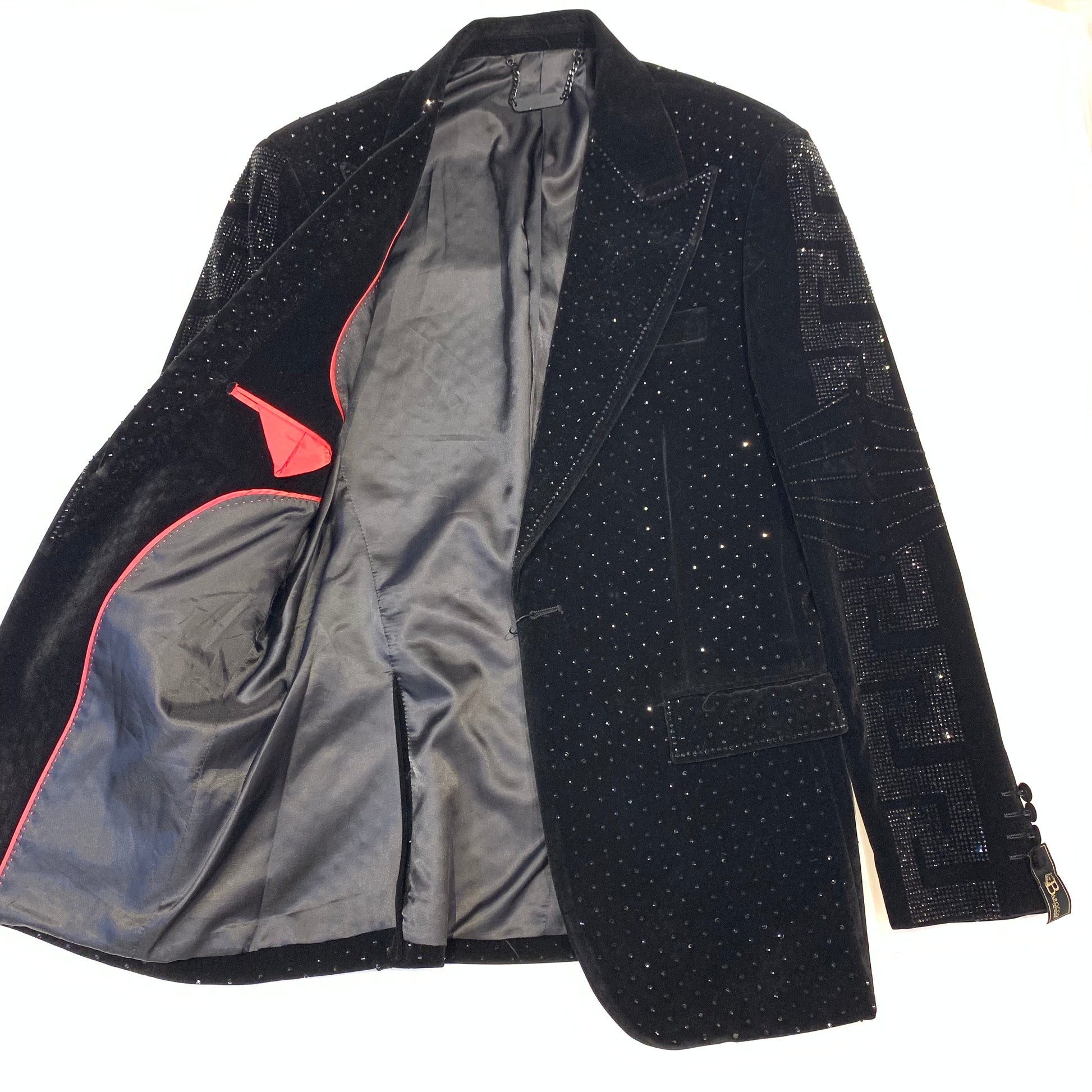 Barocco Black Milan Suede Crystal Blazer - Dudes Boutique