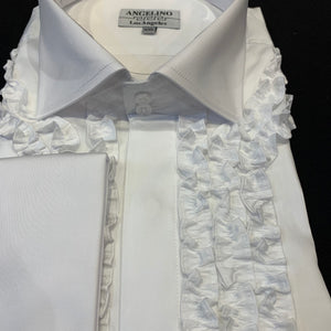 Angelino White Tuxedo Ruffle Button Up Shirt - Dudes Boutique