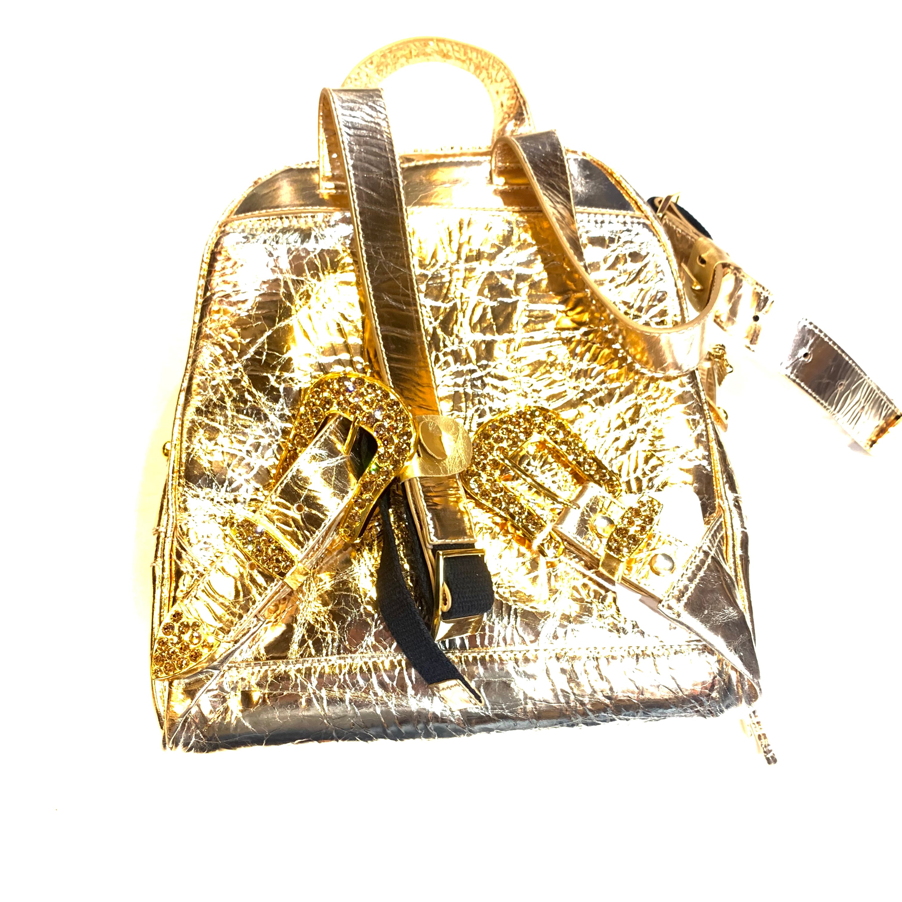 b.b. Simon Medium Metallic Backpack - Gold - Dudes Boutique