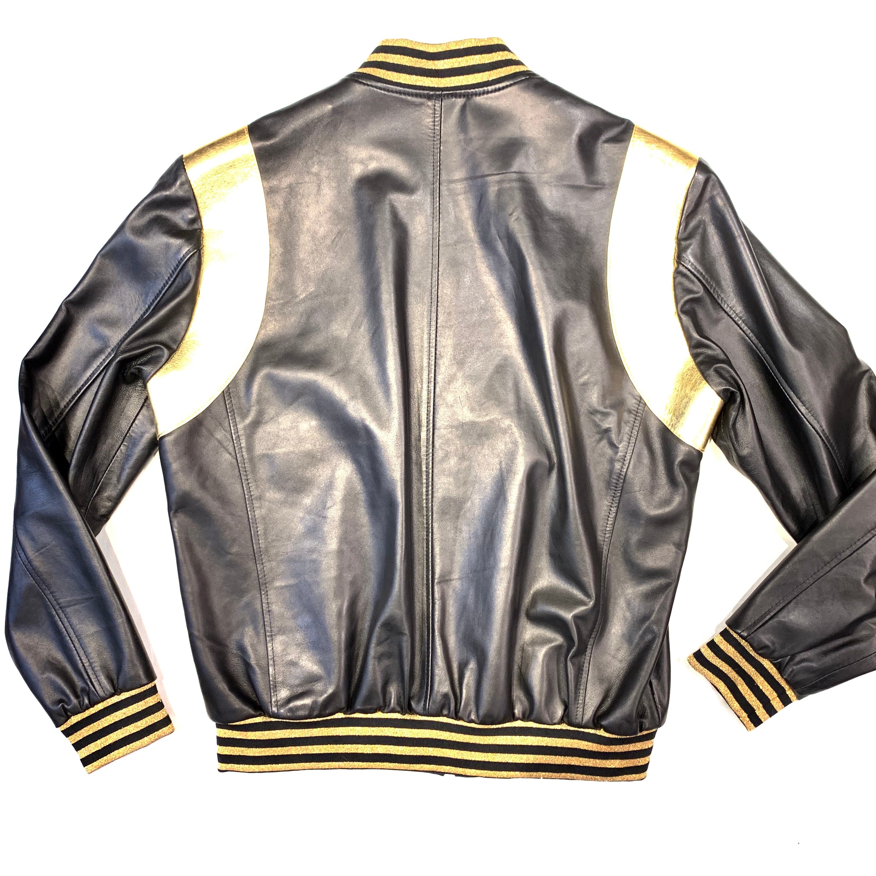 Kashani Black Gold Lambskin MA-1 Bomber Jacket - Dudes Boutique