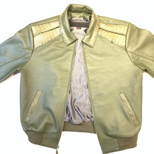 Kashani Olive Alligator Bomber Jacket - Dudes Boutique