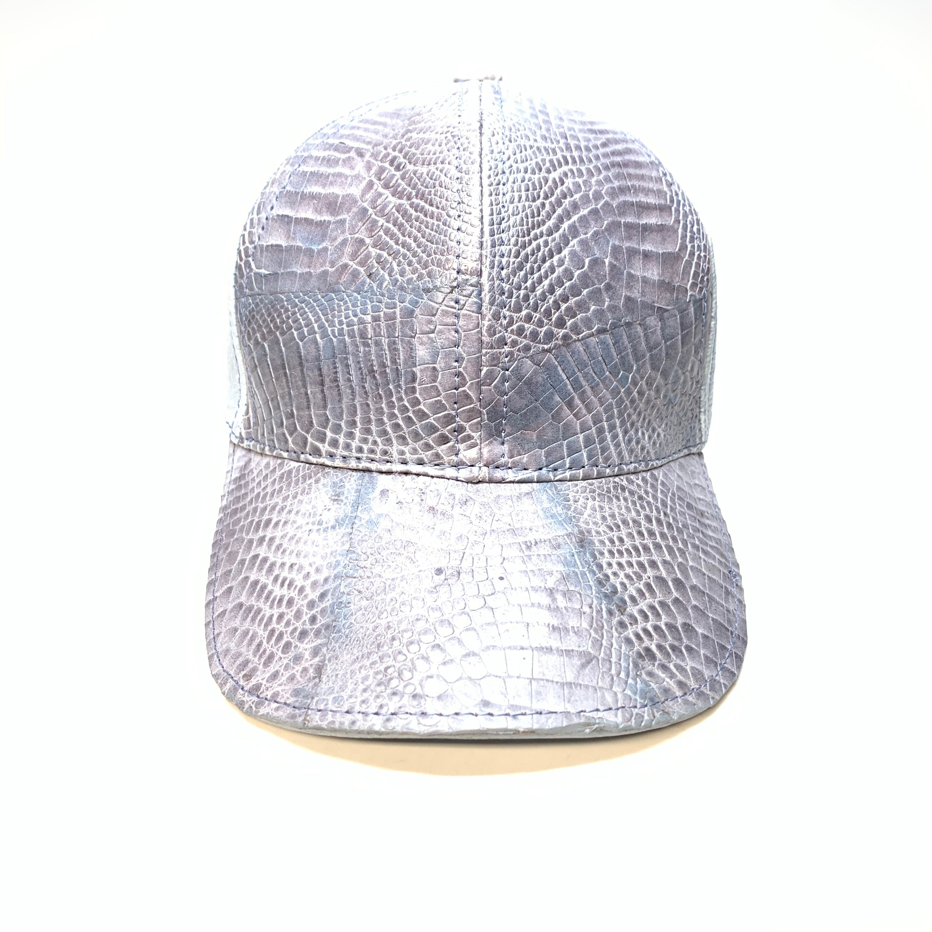 Kashani Washed Blue Alligator & Ostrich Quill StrapBack Hat - Dudes Boutique