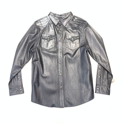 Kashani Black Alligator/Lambskin Button-Up Shirt - Dudes Boutique