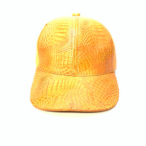 Kashani Orange Alligator & Ostrich Quill StrapBack Hat - Dudes Boutique