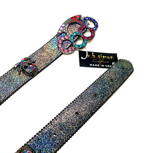 b.b. Simon Knuckle Pirate Multi Crystal Belt - Dudes Boutique