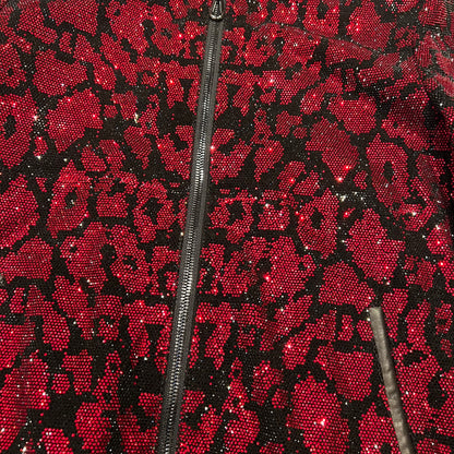 Barya NewYork Red Black Crystal Bomber Jacket - Dudes Boutique