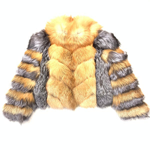 Volare Ladies Two Tone Full Fox Fur Coat - Dudes Boutique