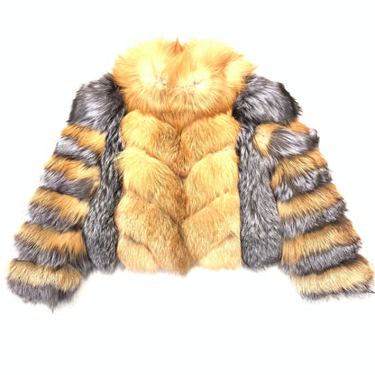 Volare Ladies Two Tone Full Fox Fur Coat - Dudes Boutique