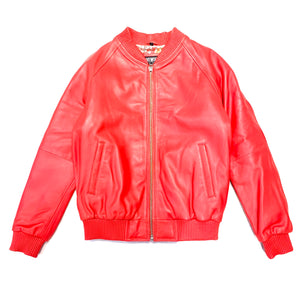 Kashani Red Naked Lambskin Bomber Jacket - Dudes Boutique