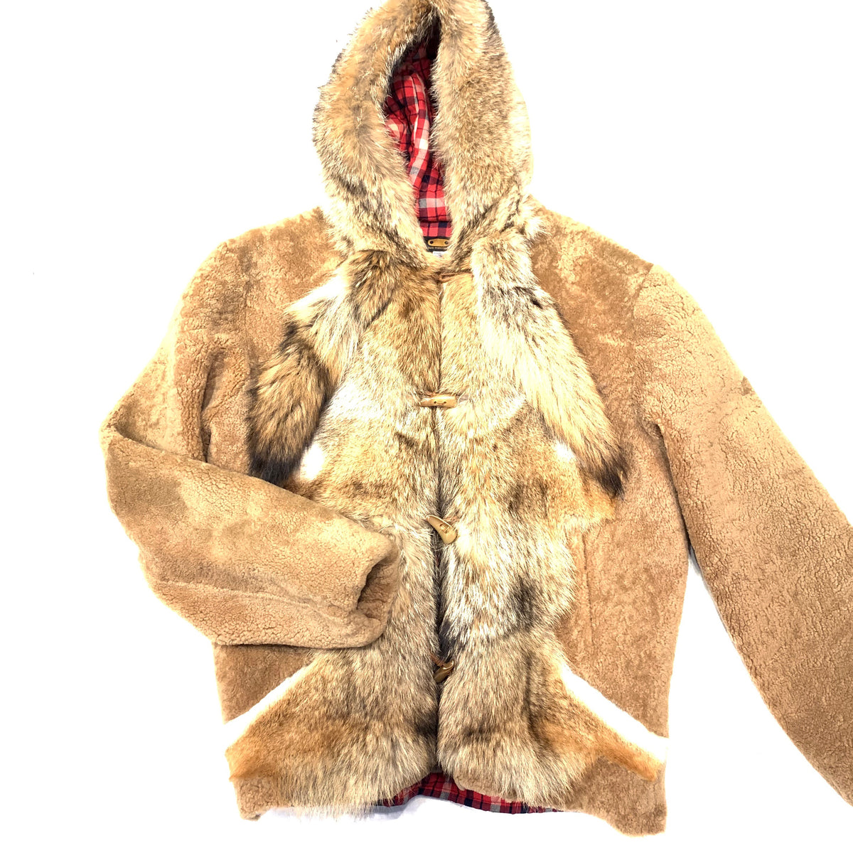 Kashani Natural Fox Tail Hooded Mouton Shearling - Dudes Boutique
