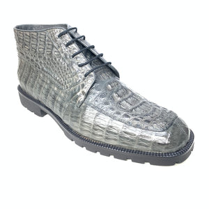 Los Altos Gray Horn-back Crocodile Ankle Boots - Dudes Boutique