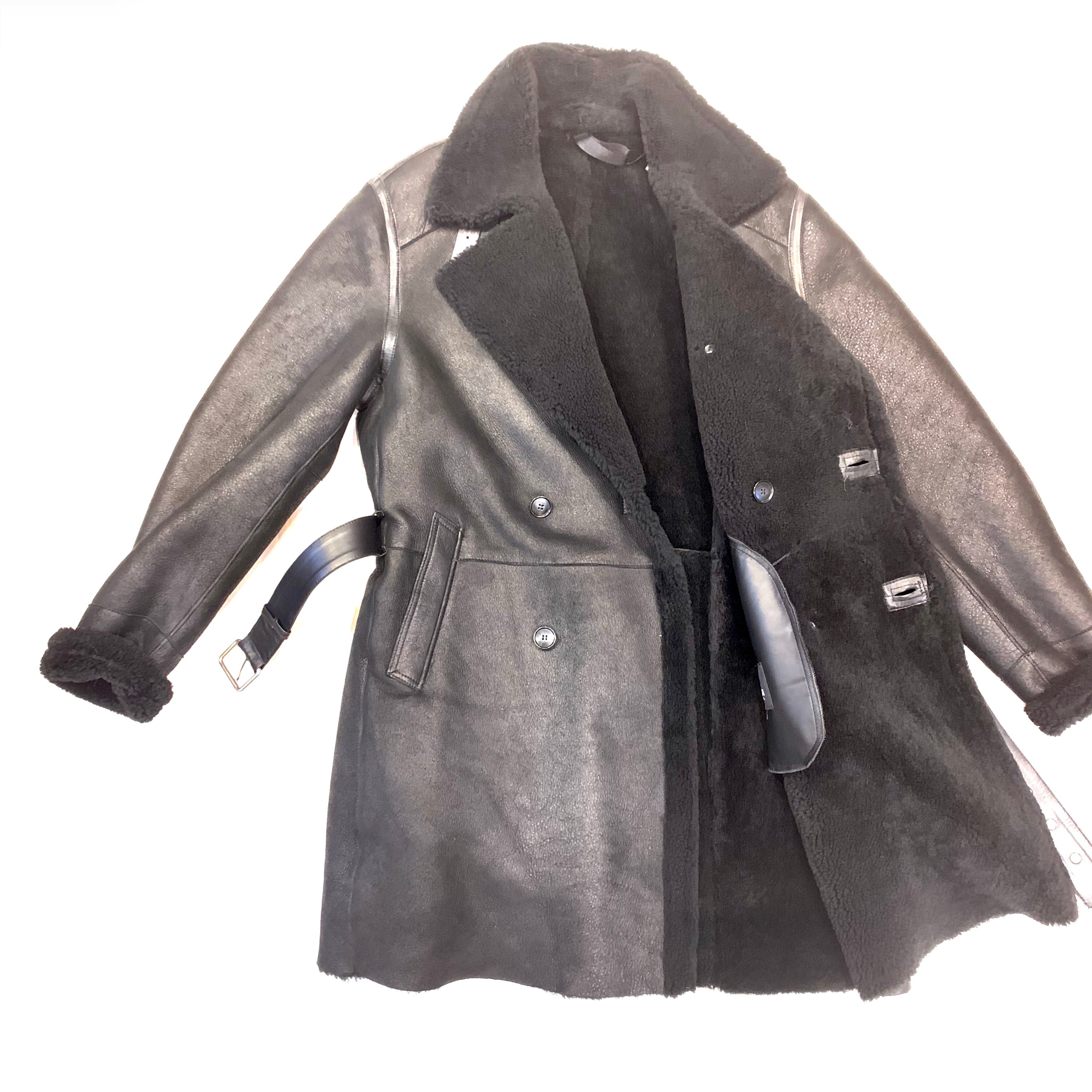 Barya NewYork Black Shearling Trench Coat - Dudes Boutique