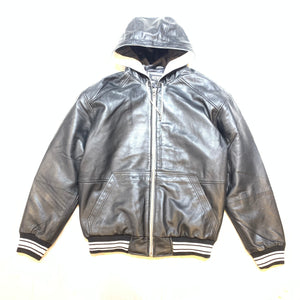 Jakewood Black Lambskin Hooded Bomber Jacket - Dudes Boutique