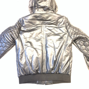 Barya NewYork Quilted Lambskin Silver Fox Fur Hooded Bomber Jacket - Dudes Boutique