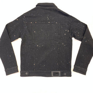 Barocco Men's Black Fully Loaded Crystal Spiked Jeans Jacket - Dudes Boutique