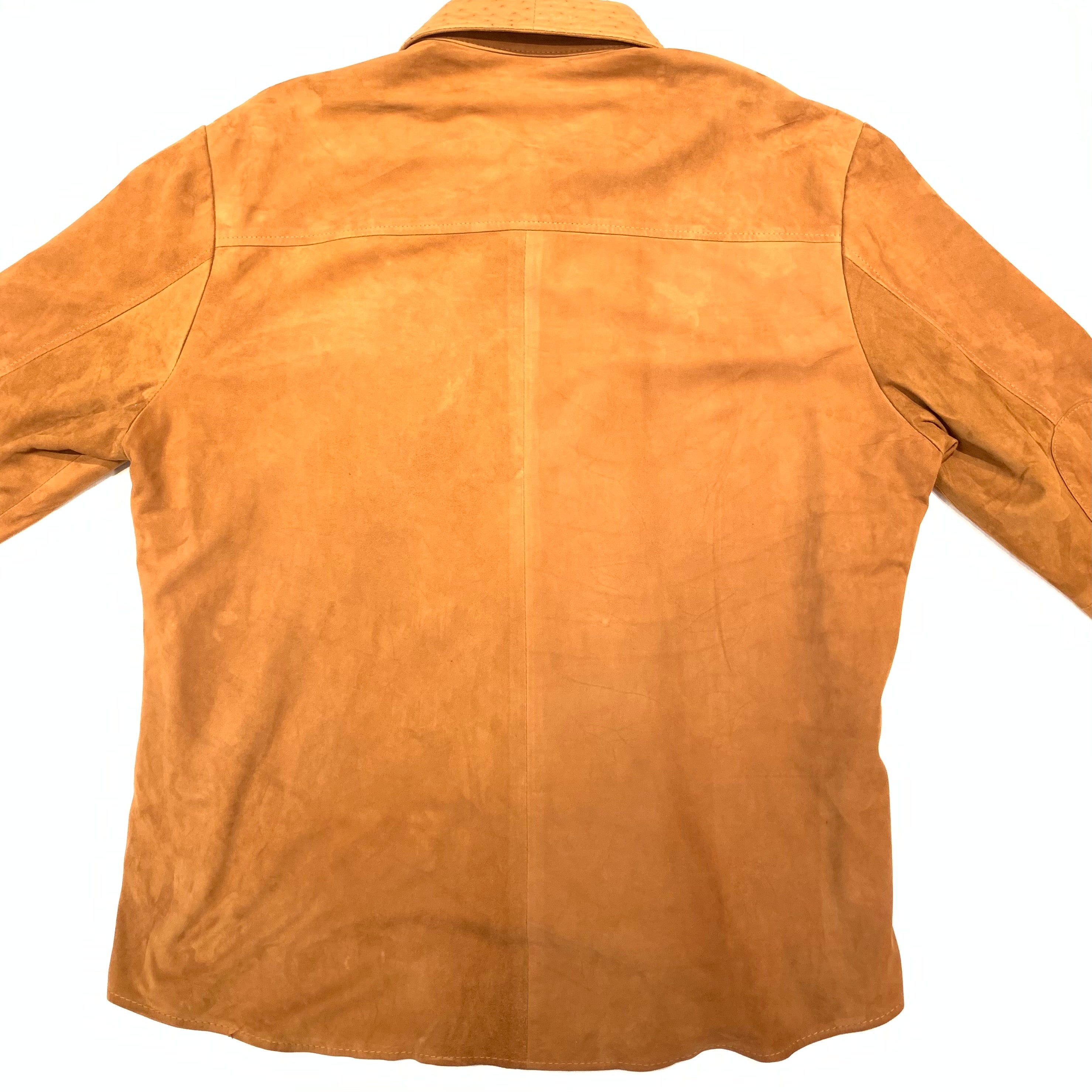 Kashani Cognac Ostrich Quill/Suede Shirt - Dudes Boutique