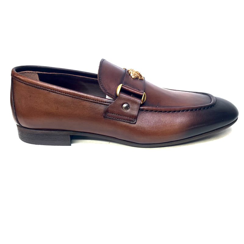 Sigotto Brown Medusa Leather Loafers - Dudes Boutique
