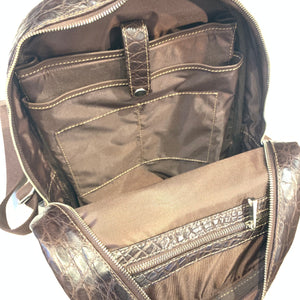 Kashani Chocolate Brown All-Over Alligator Backpack - Dudes Boutique