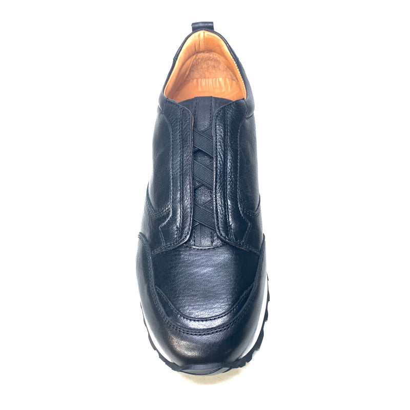 Sigotto Black Leather Laceless Sneakers - Dudes Boutique