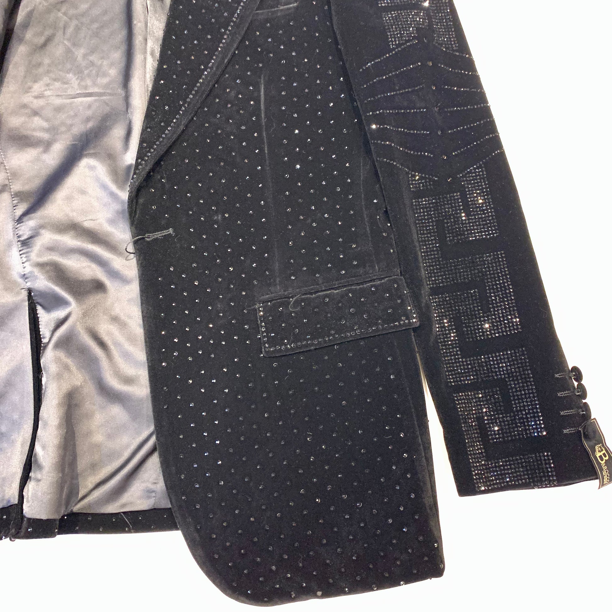 Barocco Black Milan Suede Crystal Blazer - Dudes Boutique