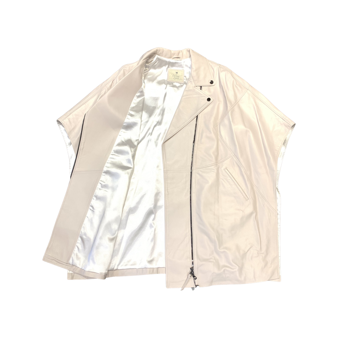 Barya NewYork Women's White Lambskin  Poncho - Dudes Boutique