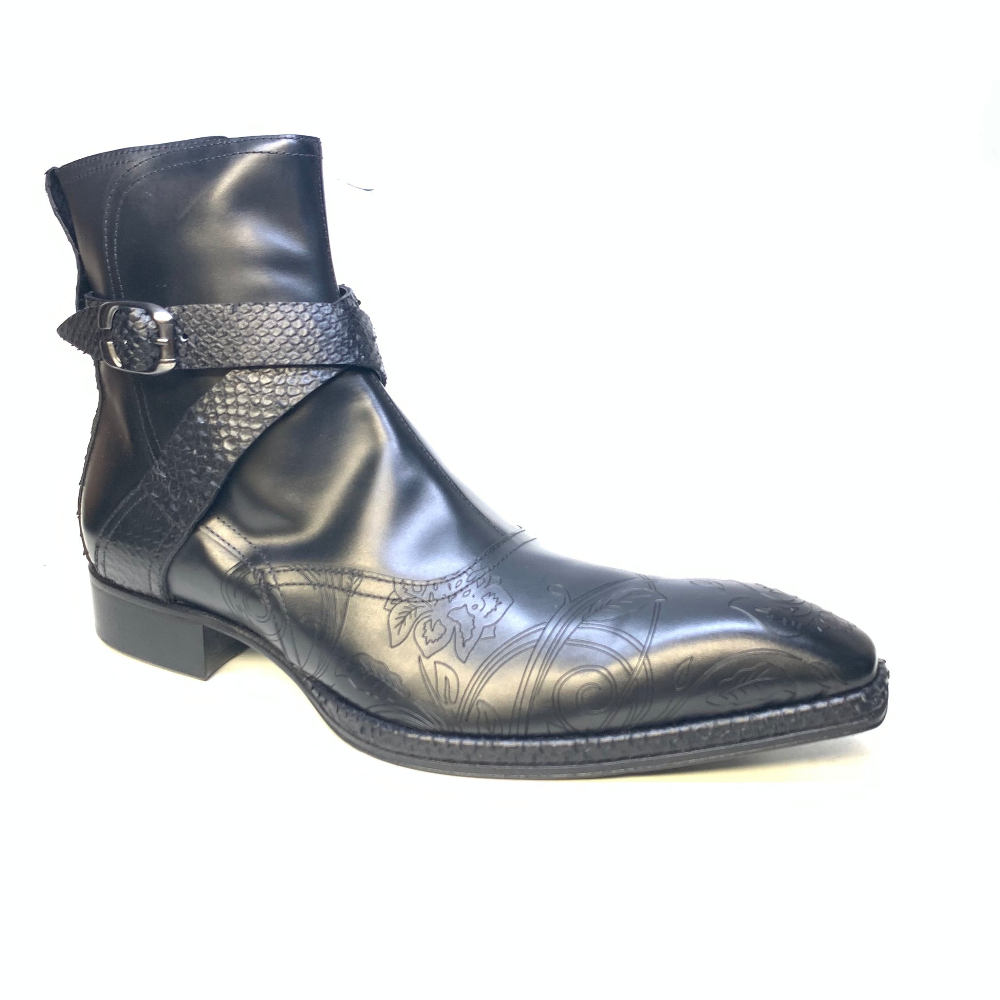 Jo Ghost Black Python Strap Ankle Boots - Dudes Boutique