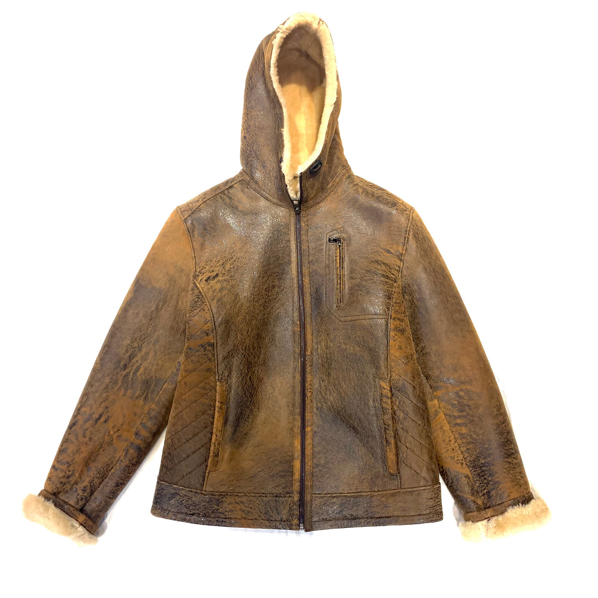 Barya NewYork Antique Brown Hooded Shearling Jacket - Dudes Boutique