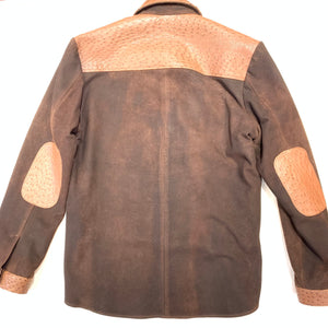 Kashani Chocolate Brown Ostrich Quill/Suede Shirt - Dudes Boutique