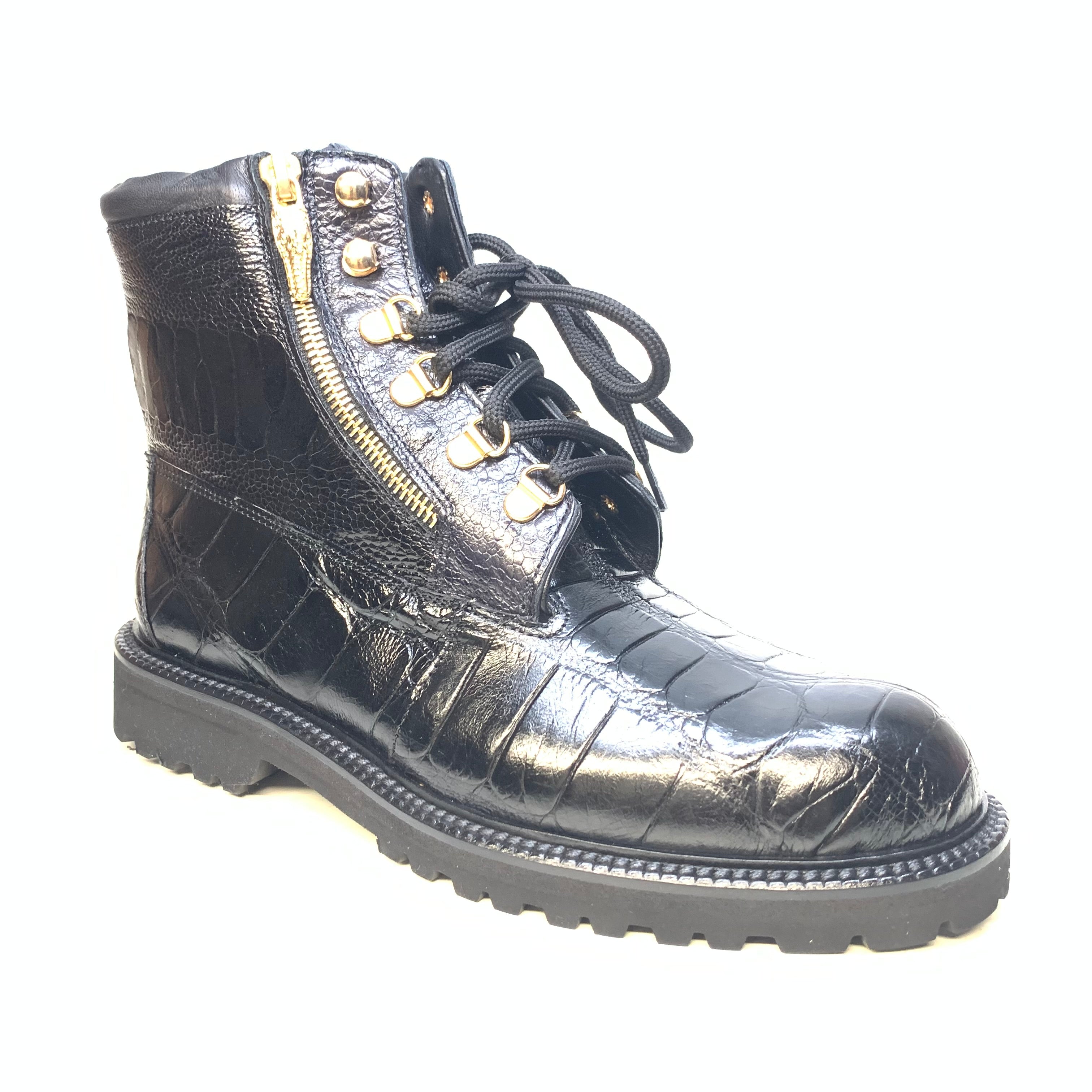 Mauri -3017/1 Black "Hunter" Alligator/Ostrich Boot - Dudes Boutique