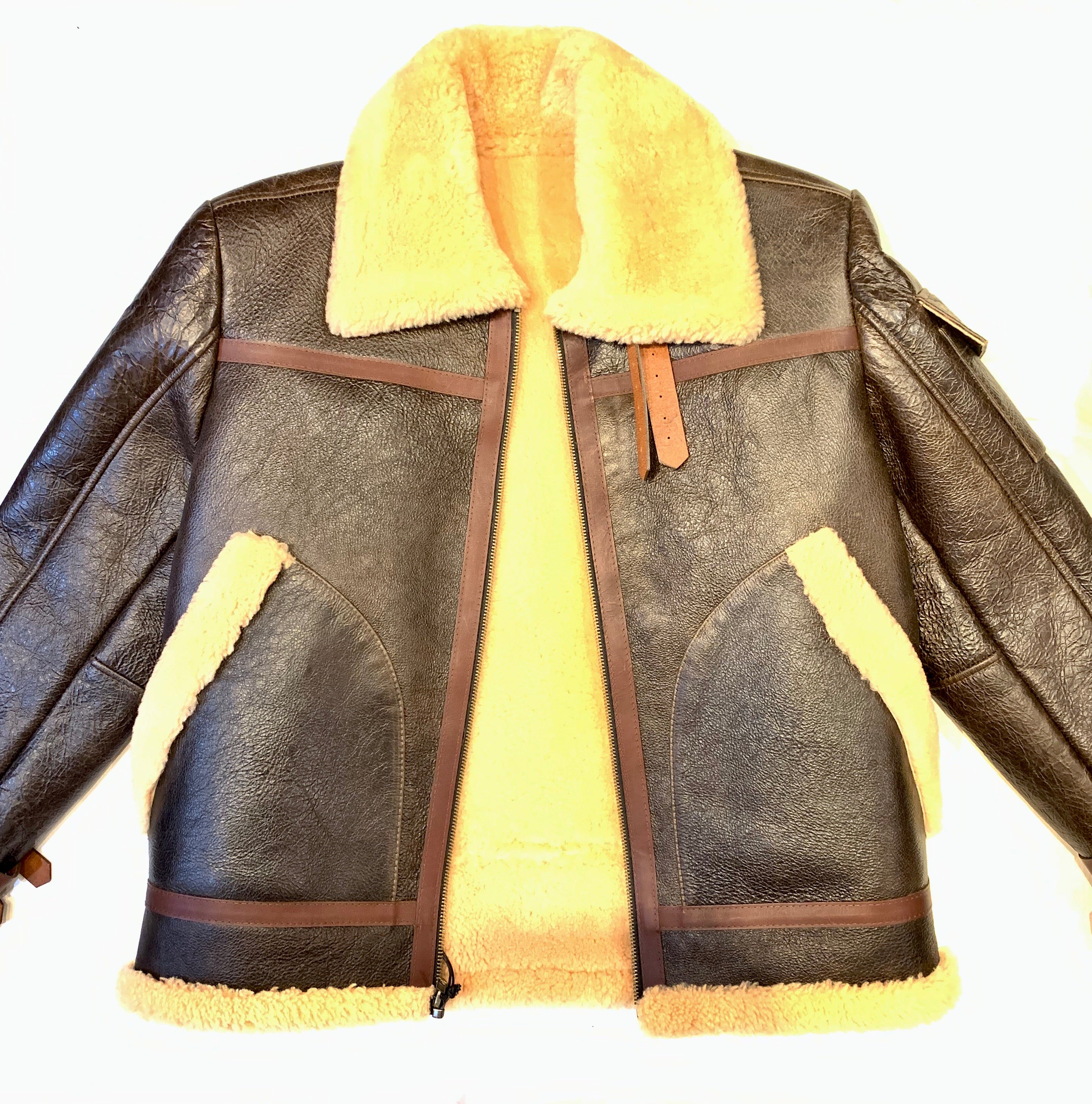 Kashani Chocolate Aviator Flight Shearling Jacket - Dudes Boutique