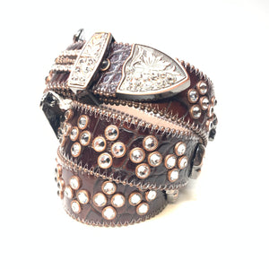 b.b. Simon Chocolate Skull Fully Loaded Crystal Belt - Dudes Boutique