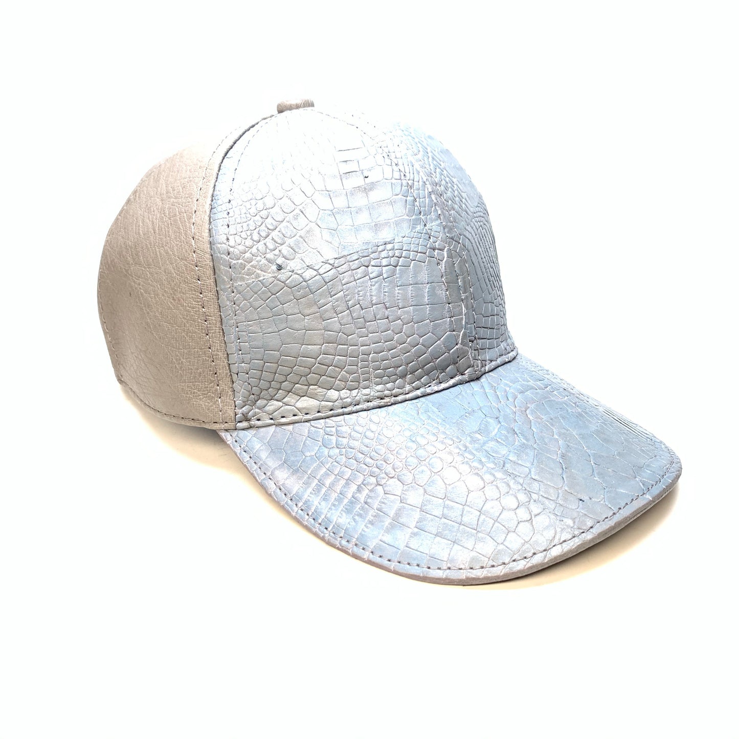Kashani Cloud Blue Grey Alligator & Ostrich Quill StrapBack Hat - Dudes Boutique