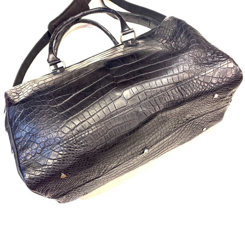 Kashani Black Full Skin Alligator Body Duffle Bag - Dudes Boutique