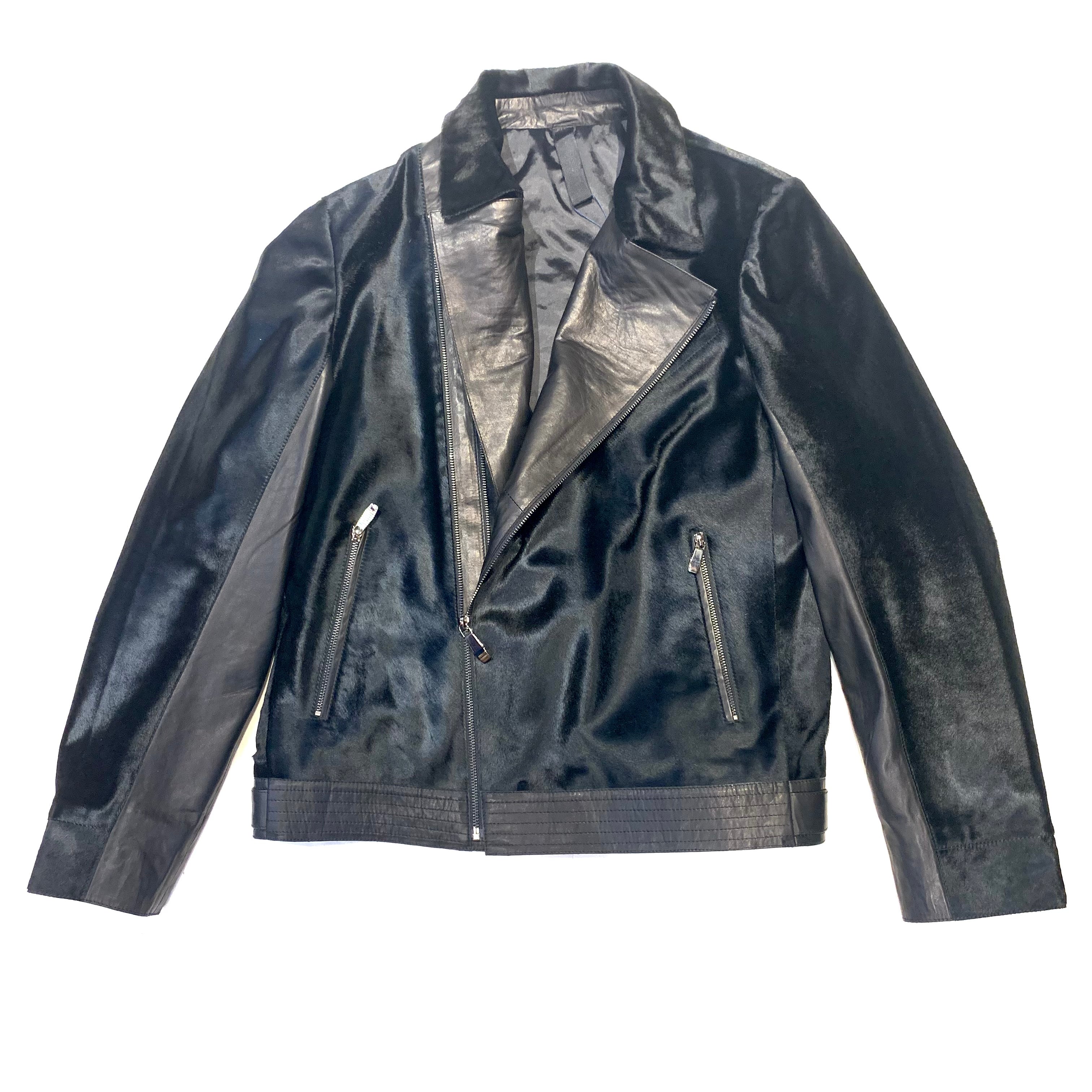 Barya NewYork Black Pony Hair Biker Jacket - Dudes Boutique