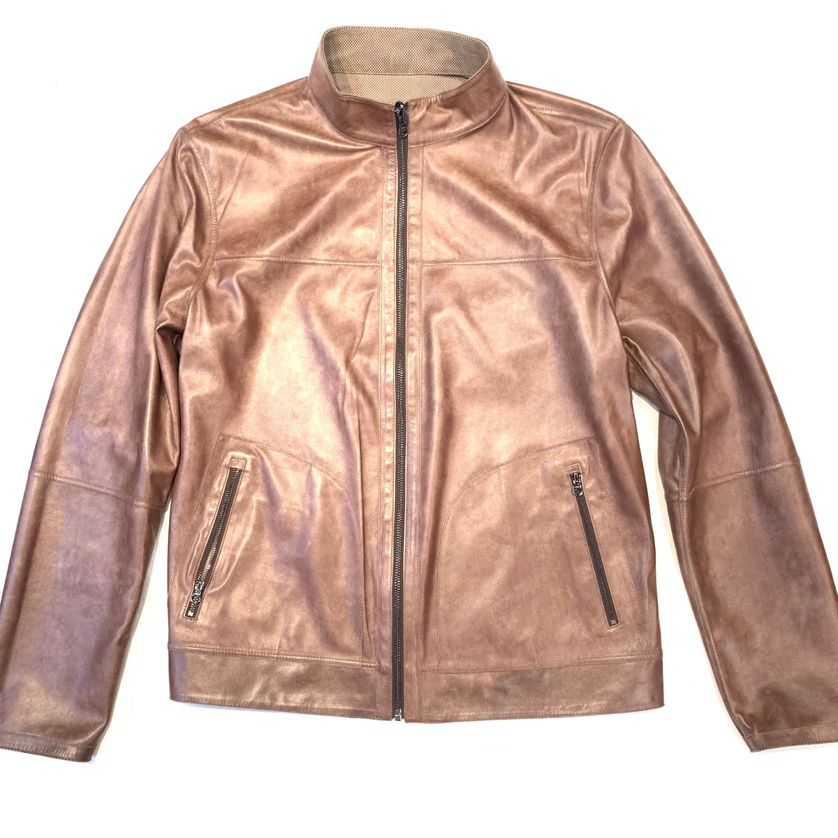 Barya NewYork Vizon Brown Reversible Lambskin Button Shirt - Dudes Boutique