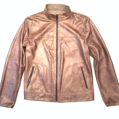 Barya NewYork Vizon Brown Reversible Lambskin Button Shirt - Dudes Boutique