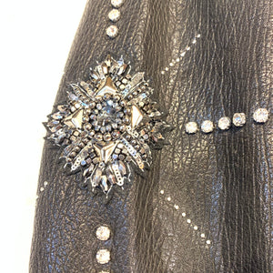 Barya NewYork Ladies Black Crystal Spiked Biker Jacket - Dudes Boutique